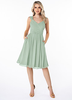 Azazie Angie Bridesmaid Dresses Agave A-Line Corset Chiffon Dress image1