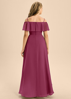 Azazie Maggie Junior Mulberry A-Line Off the Shoulder Chiffon Dress image6