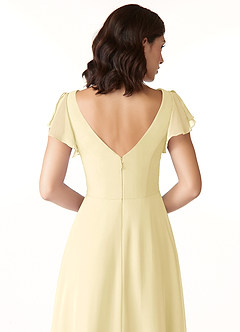 Azazie Omari Bridesmaid Dresses Lemon Sorbet A-Line Chiffon Dress image6