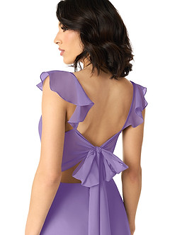 Azazie Everett Bridesmaid Dresses Tahiti A-Line V-neck Ruched Chiffon Dress image5