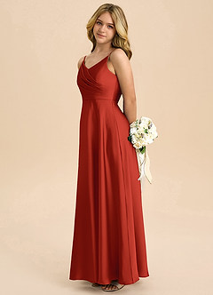 Azazie Bug Junior A-Linie Plissee Stretch-Satin Kleid Rost image7