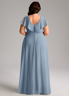 Azazie Lainey Bridesmaid Dresses Dusty Blue A-Line with Pockets Chiffon Dress image9