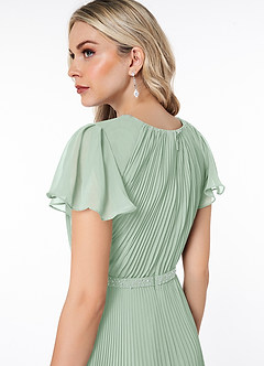 Azazie Kara Modest Bridesmaid Dresses A-Line Pleated Chiffon Floor-Length Dress image6