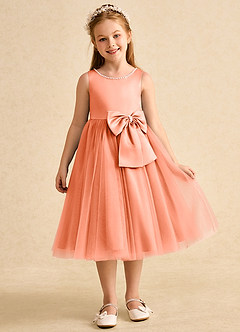 Azazie Twinsie Flower Girl Dresses Sunset A-Line Bow Tulle Dress image7