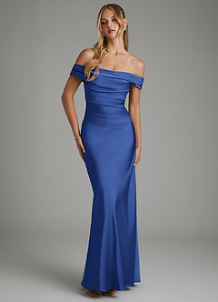 Azazie Hayden Bridesmaid Dresses Royal Blue Mermaid Corset Stretch Satin Dress image5