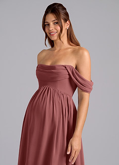 Azazie Saige Zwangerschaps Bruidsmeisjekleding A-Lijn Geplooid Chiffon Vloerlengte Jurk image6