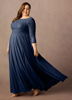 Azazie Carmena Final Sale Dark Navy A-Line Sequins Chiffon Dress image10