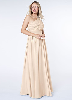 Azazie Molly Bridesmaid Dresses White Alabaster A-Line One Shoulder Chiffon Dress image5