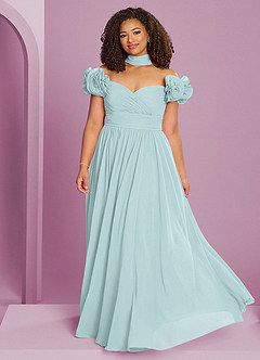Barbie ♥ Azazie Bridesmaid Dresses Mist A-Line Off the Shoulder Chiffon Convertible Dress image6