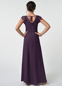 Azazie Claudine Junior Robe Trapèze en Mousseline de soie Plissée Prune image2