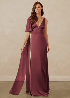 Christian Siriano Bridal for Azazie 1011 Bridesmaid Dresses Merlot Mermaid Bow Stretch Satin Dress image6