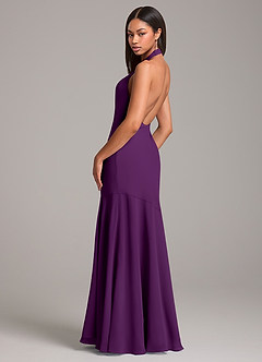 Azazie Lorena Bridesmaid Dresses Grape Mermaid Pleated Chiffon Dress image6