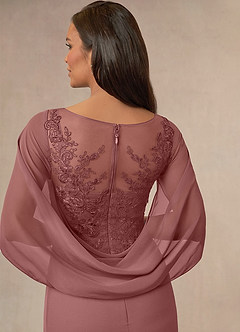 Azazie Hera Mother of the Bride Dresses Desert Rose A-Line Lace Capelet Chiffon Dress image4