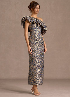 Maxi jurk Ismerelle Vergulde Marine image4