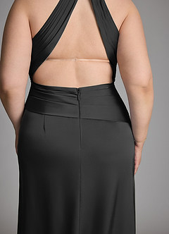Azazie Gracelynn Brudtärnklänningar Klänning av Tubklänning i Stretch Satin Plisserad Svart image7