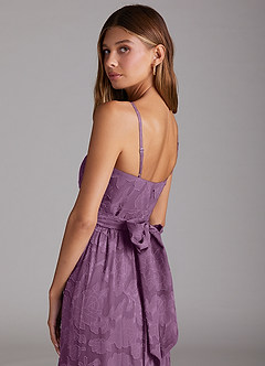 Azazie Nathalia Bridesmaid Dresses Wisteria A-Line Bow Floral Burnout Dress image6