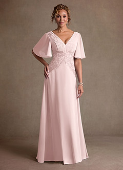 Azazie Milliat Mother of the Bride Dresses Blushing Pink A-Line Lace Chiffon Dress image1