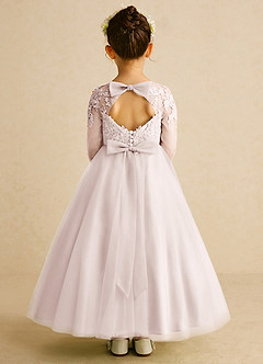 Azazie Precious Flower Girl Dresses Rose Petal A-Line Lace Tulle Dress image1