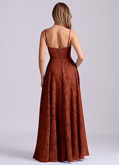 Azazie Elle 신부 들러리 드레스 A라인 주름진 플로럴 번아웃 바닥 길이 드레스 image2