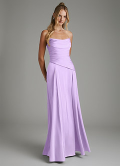 Azazie Gabriela Bridesmaid Dresses Lilac A-Line Corset Stretch Satin Dress image8