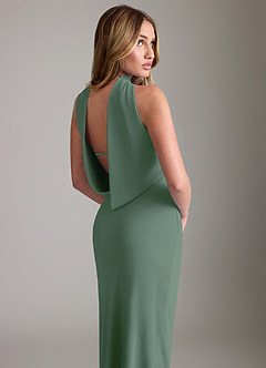 Azazie Lusinda Brudtärnklänningar Klä av Sjöjungfru i Chiffong Av axeln Eukalyptus Konvertibel image5