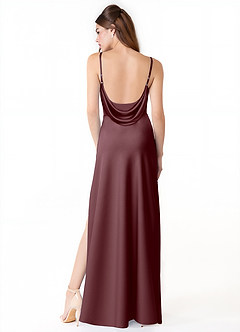 Azazie Alaija Bridesmaid Dresses Sangria Mermaid Side Slit Stretch Satin Dress image4