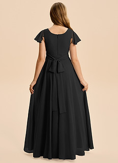 Azazie Cady Junior Black A-Line Pleated Chiffon Dress image2