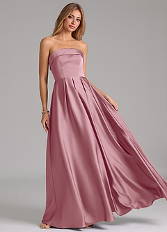 Azazie Lucienne Robes de demoiselle d'honneur Robe Trapèze Convertible en Satin extensible Sans bretelles Mauve Vintage image8