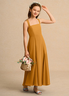 Azazie Tater Junior Formal Flower Girl Klänningar Klä A-Line i Chiffong Plisserad image3