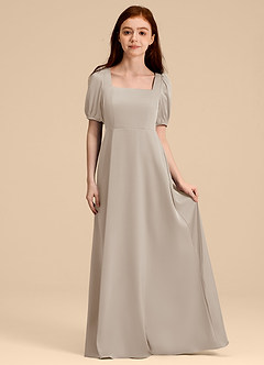 Azazie Briar Junior Frost A-Line Bow Stretch Satin Dress image3