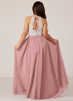 Azazie Fahari Junior Vestido de Rosa Polvorienta de Gasa de Corte En A con Encaje image1