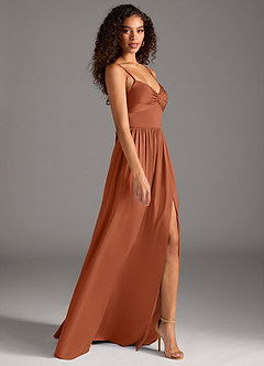 Azazie Zeya Bridesmaid Dresses Cedar Rose A-Line Pleated Stretch Satin Dress image6
