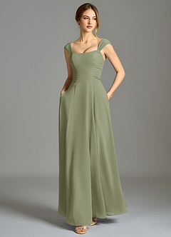 Azazie Oasis Bridesmaid Dresses Pistachio A-Line with Pockets Chiffon Dress image6