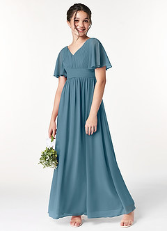 Azazie Temeka Junior Bermuda A-Line Pleated Chiffon Dress image1