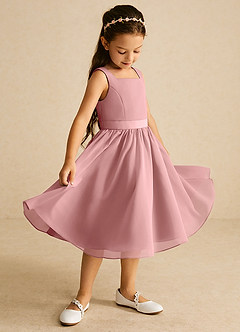 Azazie Ari Flower Girl Dresses Dusty Rose A-Line Sleeveless Chiffon Dress image1