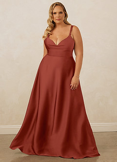 Christian Siriano Bridal for Azazie 1001 Brautjungfernkleider A-Linie Herzausschnitt Stretch-Satin Kleid Terrakotta image11