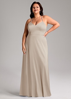 Azazie Mei Bridesmaid Dresses Frost A-Line V-Neck Stretch Satin Dress image7