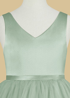 Azazie Marybell Flower Girl Dresses Agave A-Line Bow Tulle Dress image8