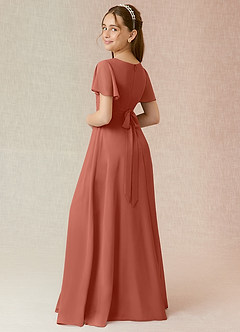Azazie Induh Junior A-Linie Gestreift Chiffon Kleid Lehm image2