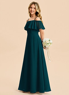 Azazie Maggie Junior Pine A-Line Off the Shoulder Chiffon Dress image3