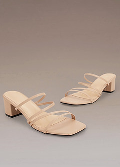 front Nude Strap Low Heel Sandals