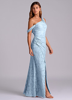Azazie Madelyn Final Sale Sky Blue Mermaid One Shoulder Floral Burnout Convertible Dress image5