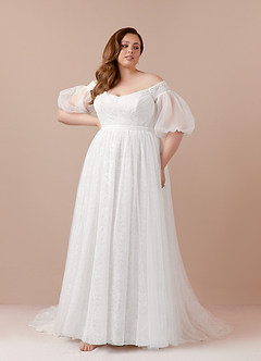 Azazie Vendela Wedding Dresses Diamond White Ball-Gown Sequins Tulle Dress image7