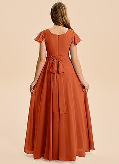 Azazie Cady Junior Burnt Orange A-Line Pleated Chiffon Dress image2