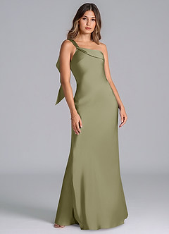 Azazie Driea Brautjungfernkleider Meerjungfrau-Linie One-Shoulder Stretch-Satin Kleid Pistazie image7
