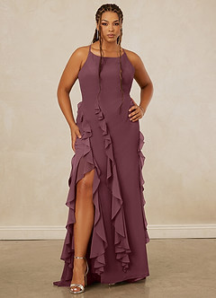 Christian Siriano Bridal for Azazie 1006 Bridesmaid Dresses Sangria Mermaid Ruched Chiffon Dress image8