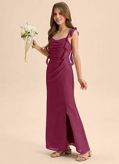 Azazie Jessamine Junior Vestido de Mora de Gasa de Corte Sirena con Escote de Corazón image6