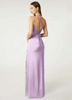 Azazie Desi Robes de demoiselle d'honneur Robe Fourreau en Satin extensible Corset dos nu Frostiges Flieder image5