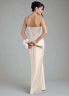 Azazie Sabrina Bridesmaid Dresses White Alabaster Mermaid Corset Stretch Satin Dress image2