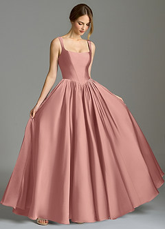 Azazie Verina Bridesmaid Dresses Rosette A-Line Pleated Stretch Satin Dress image5